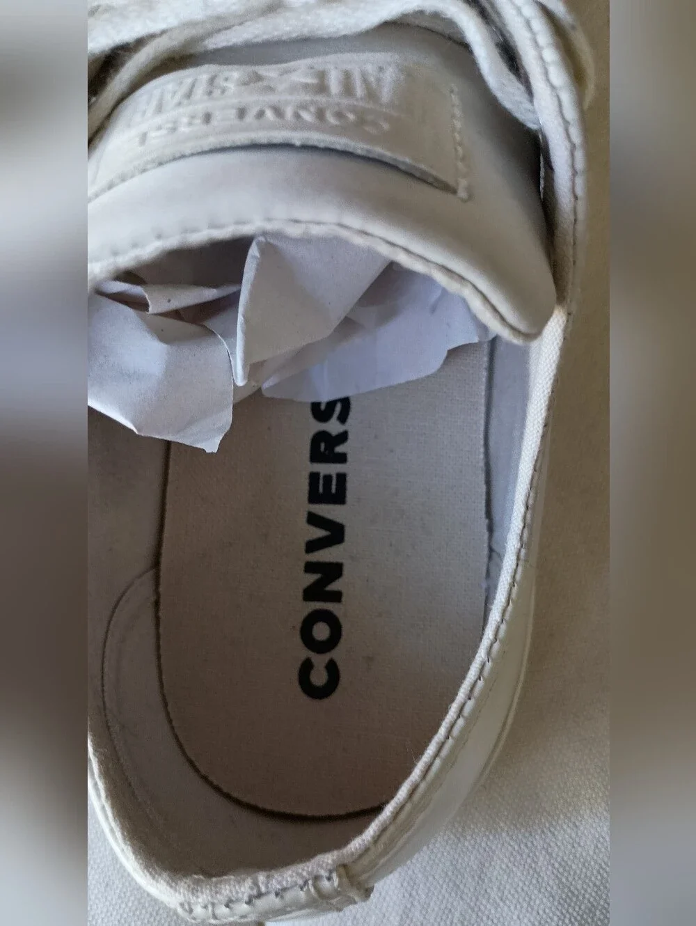 Converse White Low Top Sneakers with Gold Eyelets_9.5 - Picture 9 of 9